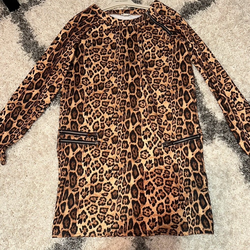 Love Riche Leopard Animal Print Long Sleeve Dress size medium